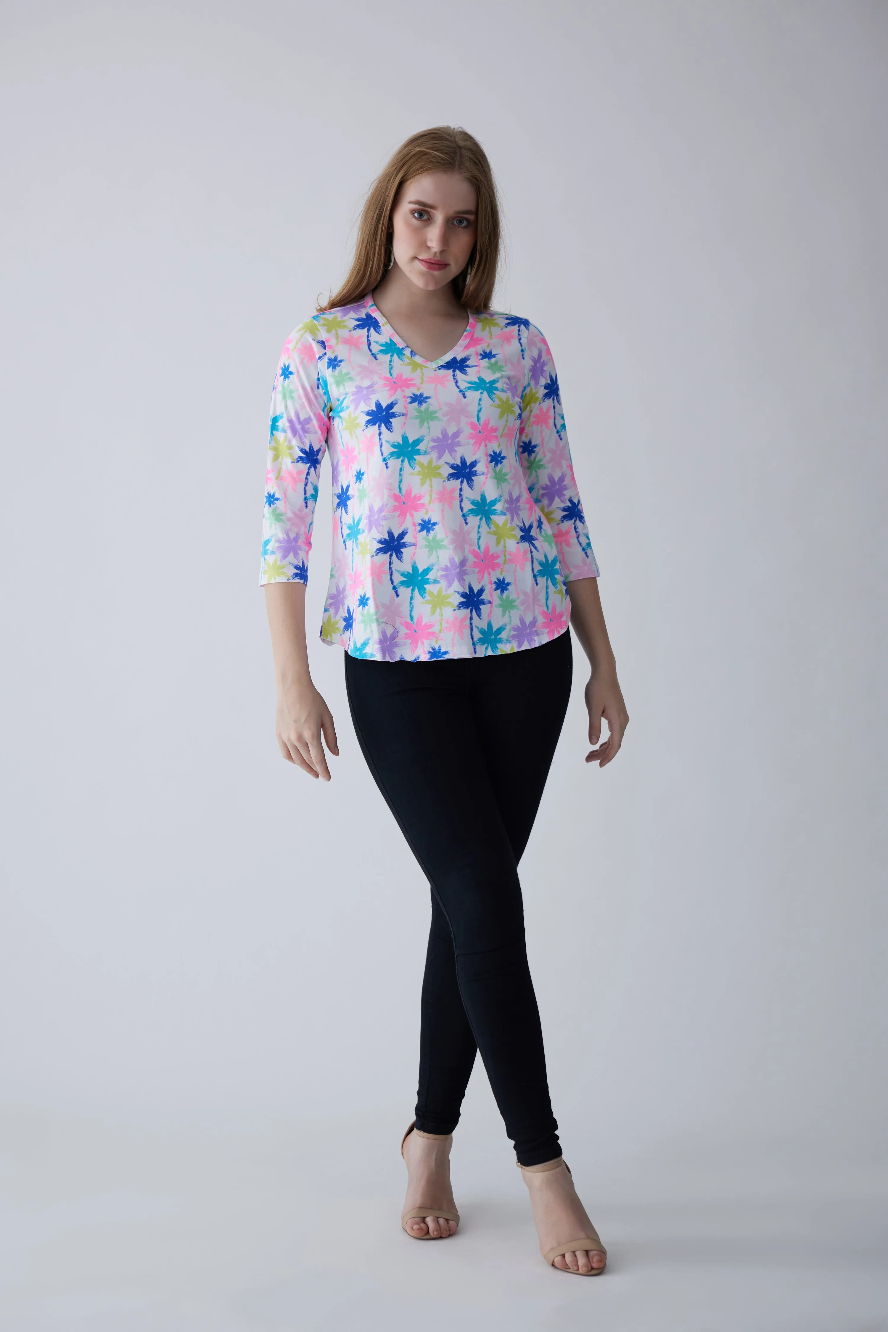 100% Supmia Cotton Top - Palm Print