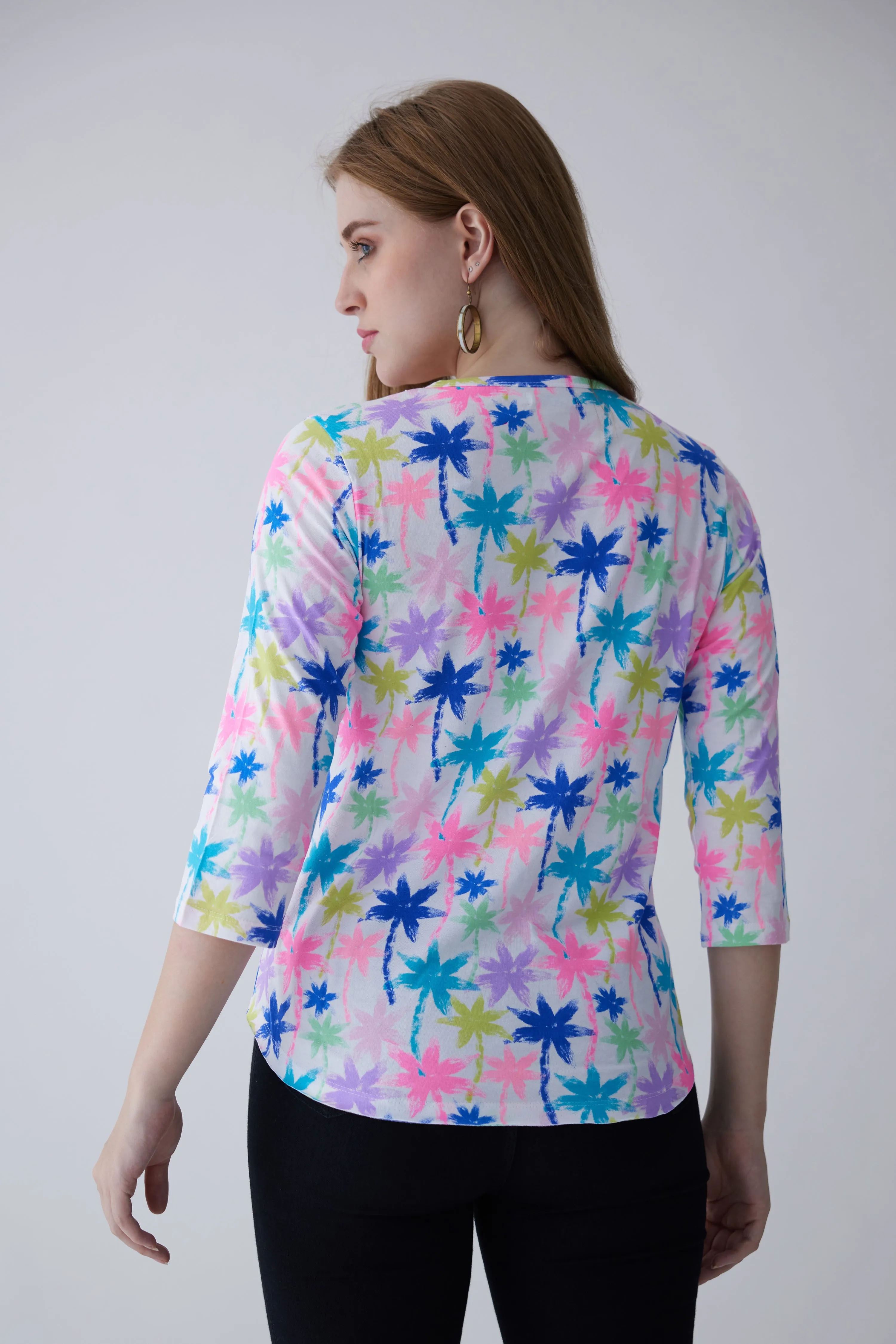 100% Supmia Cotton Top - Palm Print