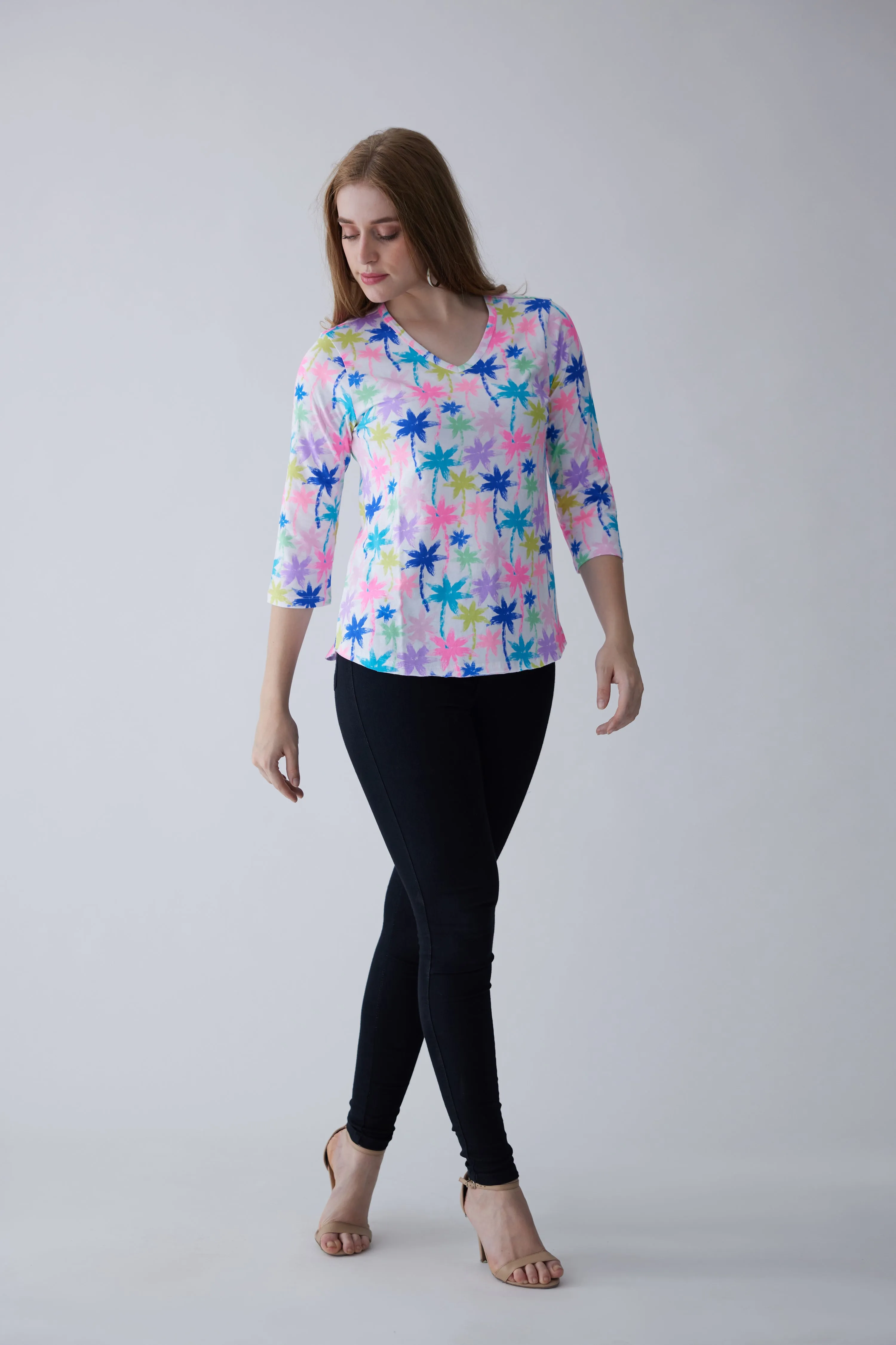 100% Supmia Cotton Top - Palm Print