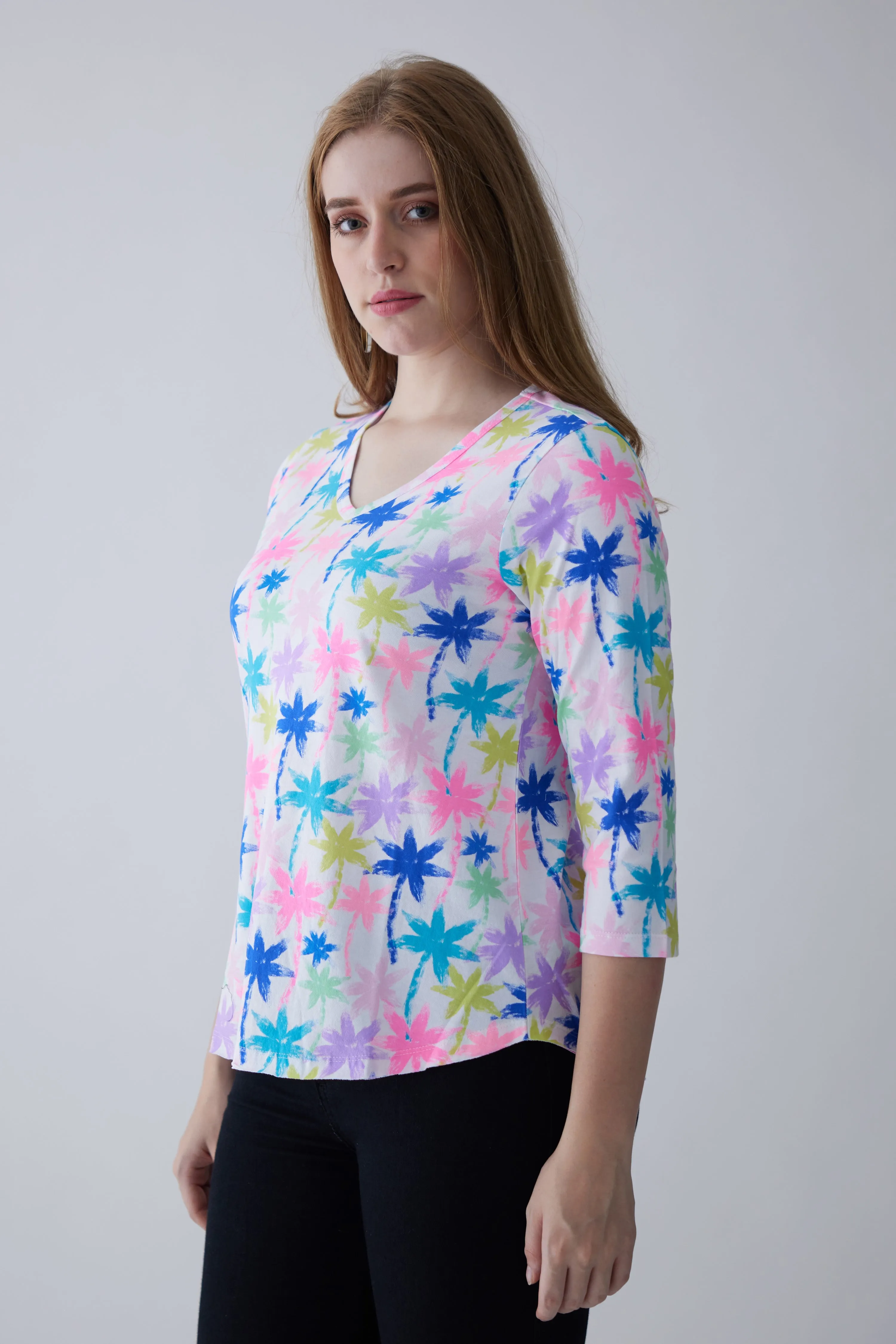 100% Supmia Cotton Top - Palm Print