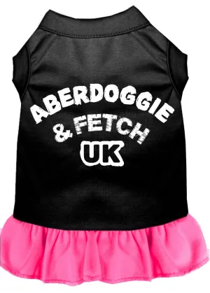 Aberdoggie Uk Screen Print Dress Black With Bright Pink Xxl (18)