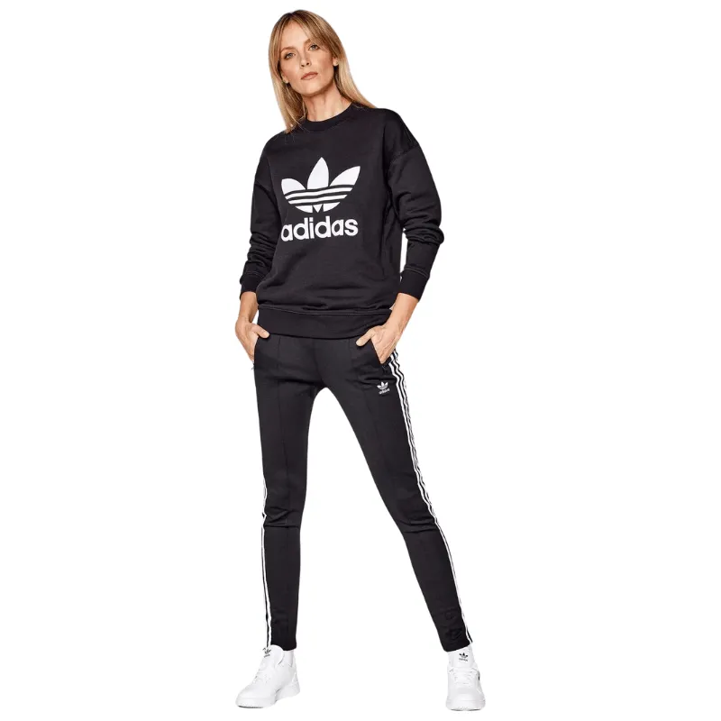 Adidas Womens Black Trefoil Crew Sweatshirt