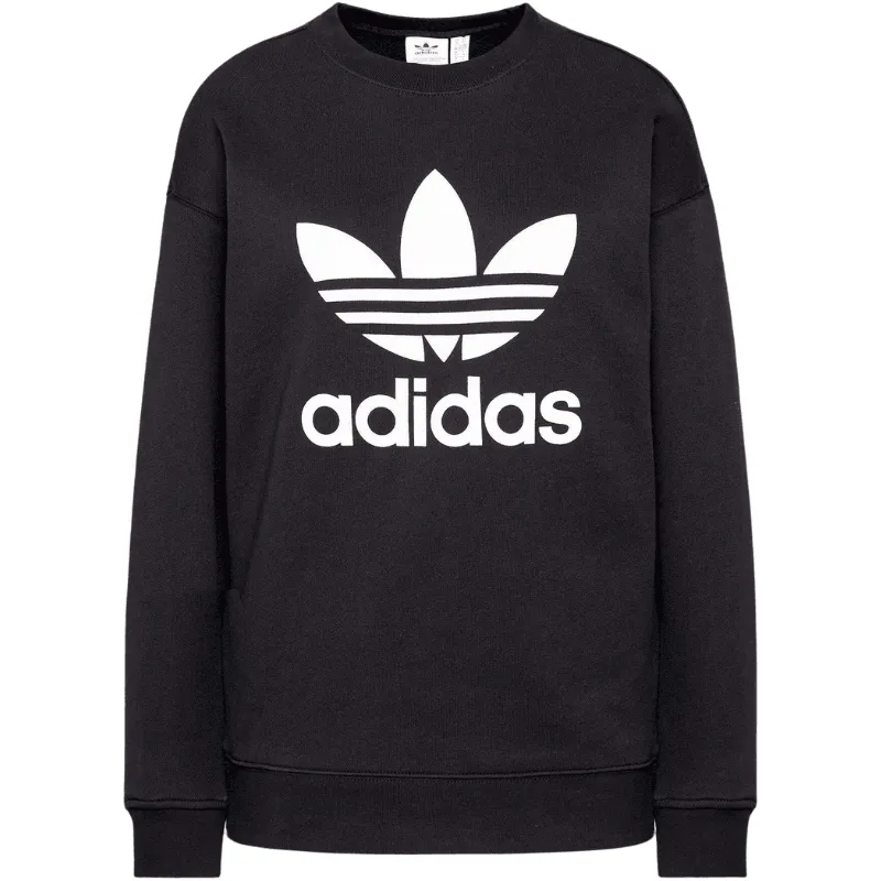 Adidas Womens Black Trefoil Crew Sweatshirt