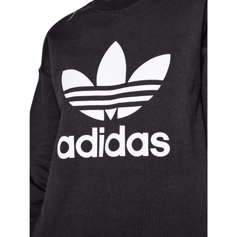 Adidas Womens Black Trefoil Crew Sweatshirt