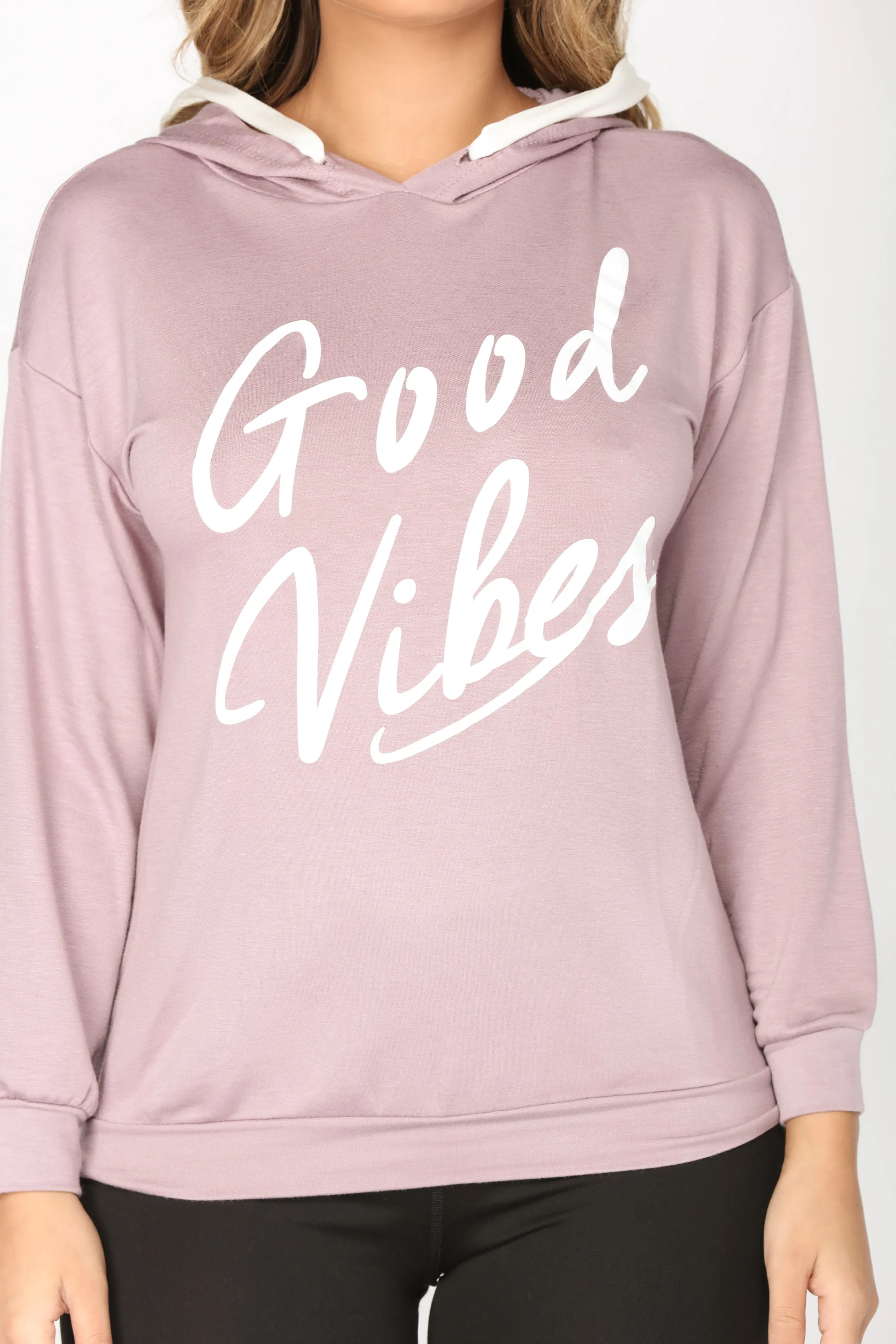 Always Good Vibes Long Sleeve Top - Lavender