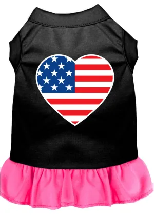 American Flag Heart Screen Print Dress Black With Bright Pink Xxxl (20)