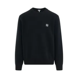 Anagram Embroidered Knit Sweater in Black