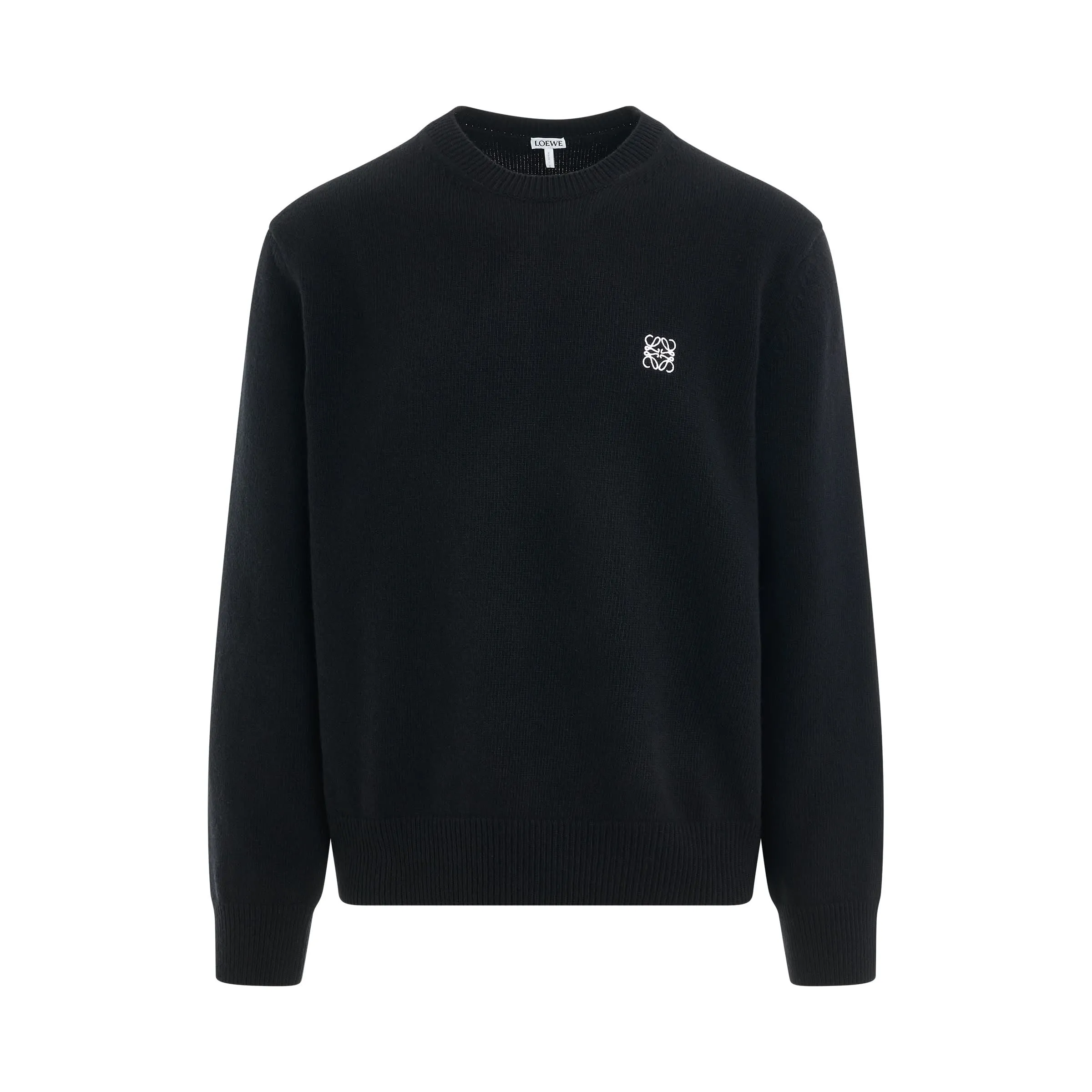 Anagram Embroidered Knit Sweater in Black