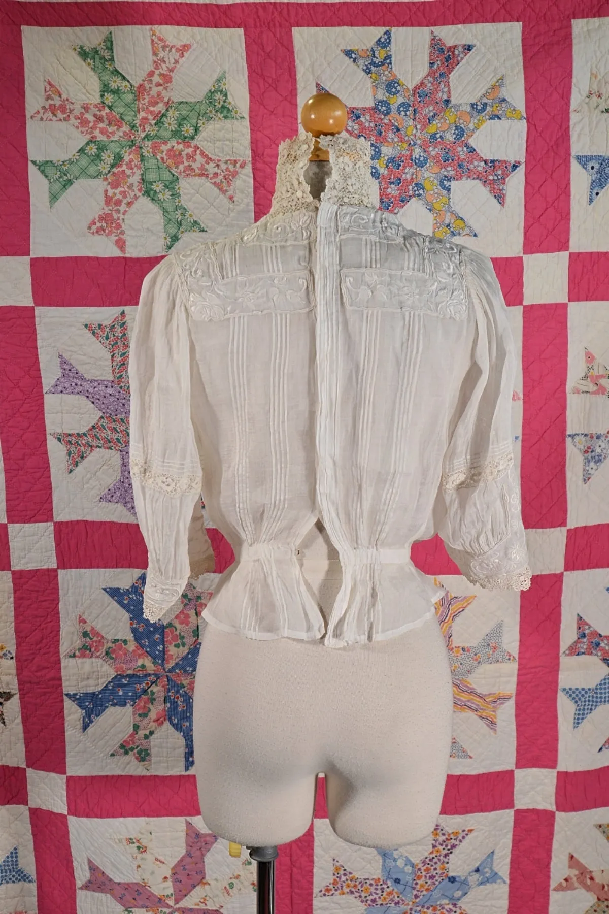 Antique Edwardian/Victorian Crochet/Lace/Embroidered Blouse XXS, Study, Display, Costume