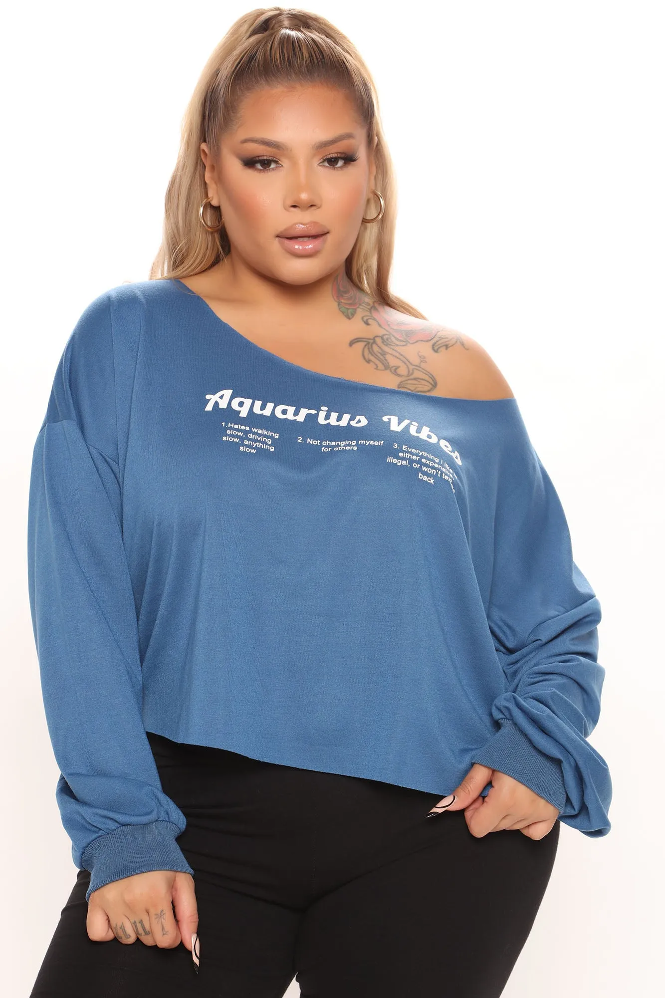 Aquarius Vibes Off Shoulder Top - Teal