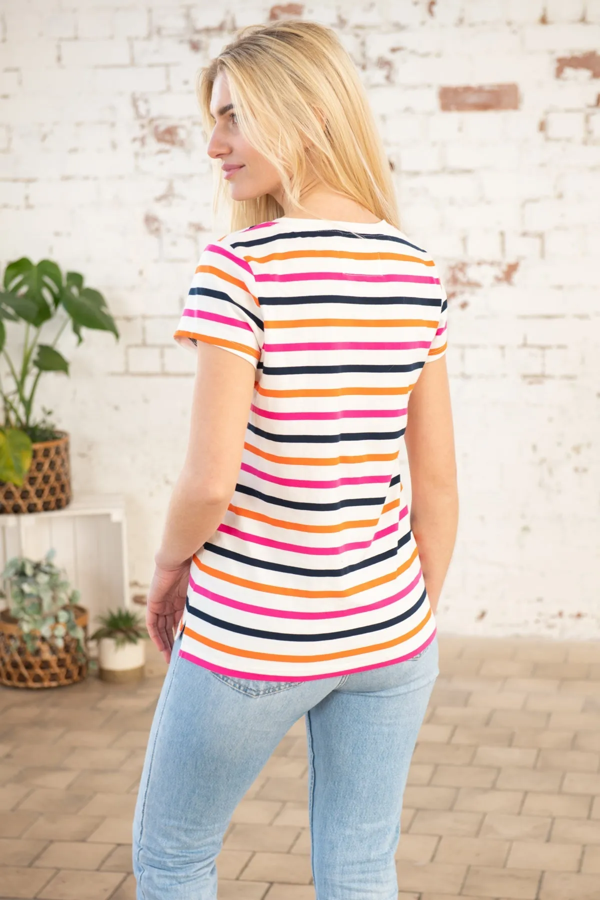 Ariana Tee - Orange Pink Stripe