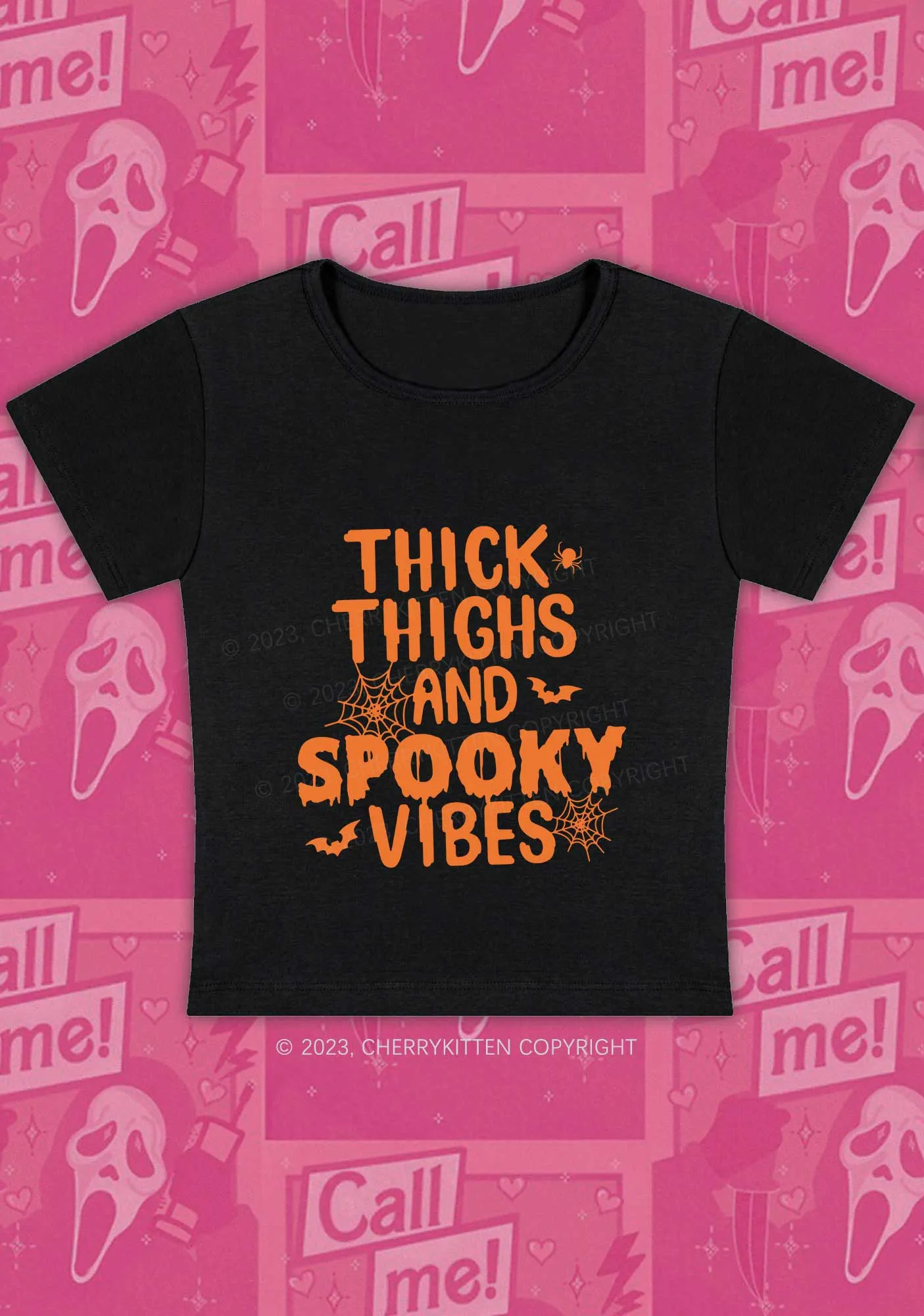 Bat Spider Spooky Vibes Halloween Baby Tee Cherrykitten