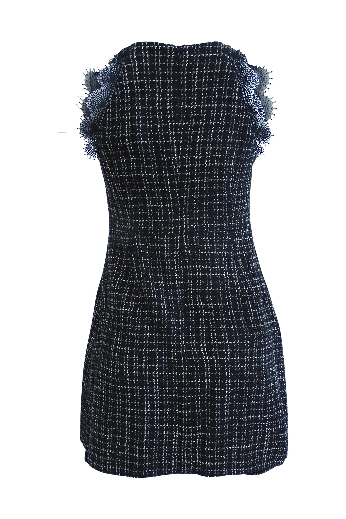 Black And White Tweed Dress With Lace