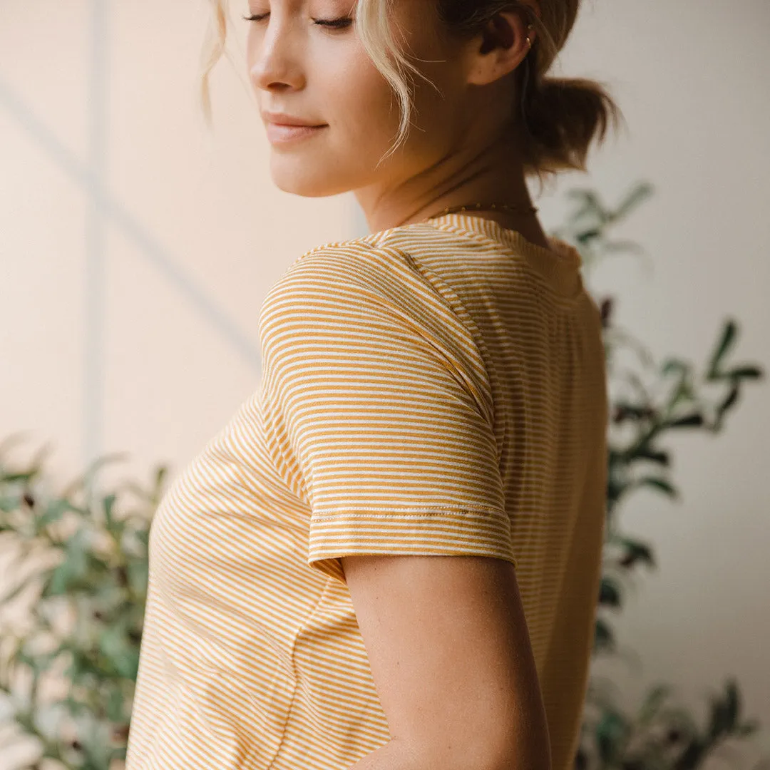 Boyfriend Tee, Mustard and Ivory Stripe