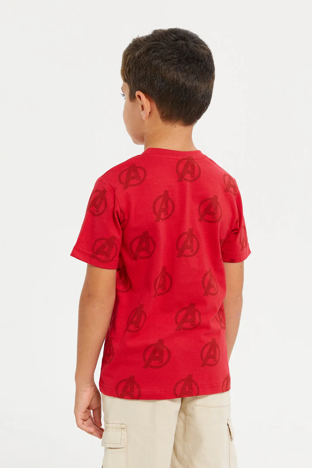 Boys Navy And Red Iron Man Printed T-Shirt Set (Pack Of 2)