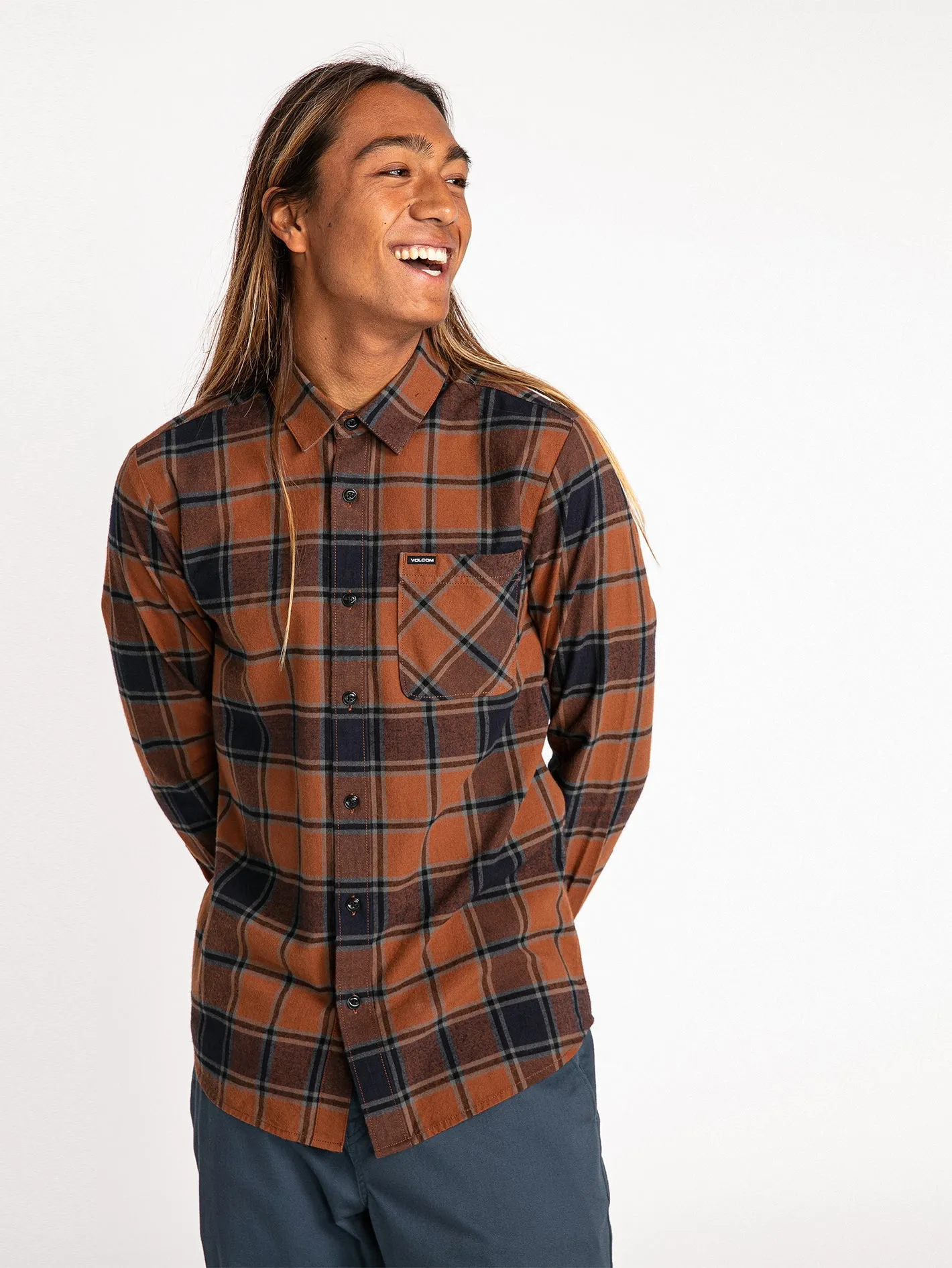 Caden Plaid Long Sleeve Flannel - Mocha