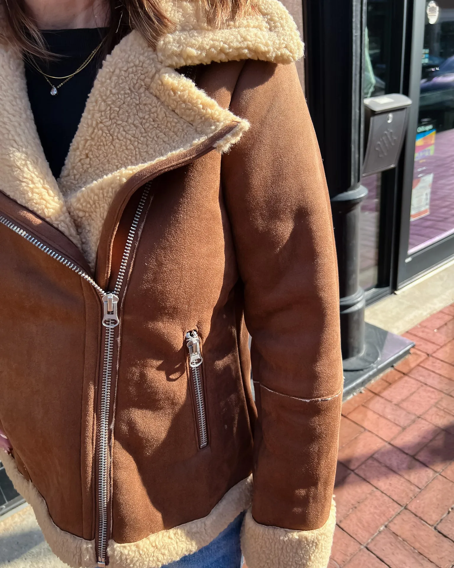 Camel Faux Sherpa Jacket