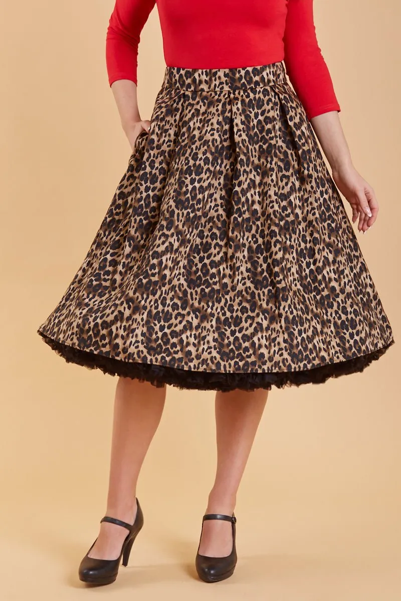 Carolyn Leopard Print Swing Skirt