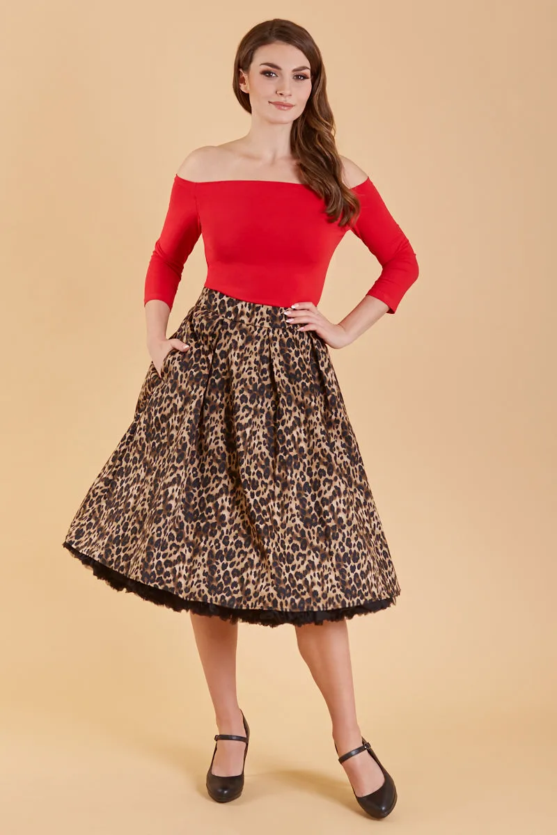 Carolyn Leopard Print Swing Skirt