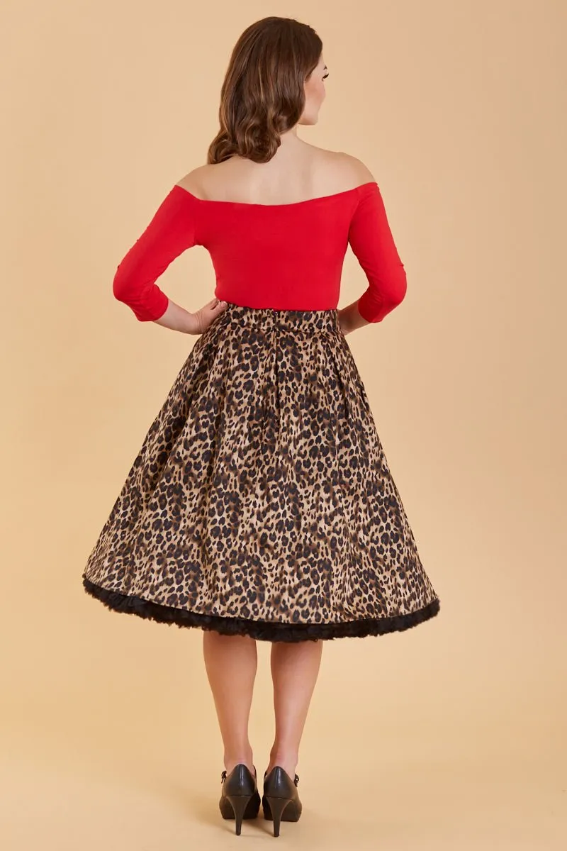 Carolyn Leopard Print Swing Skirt