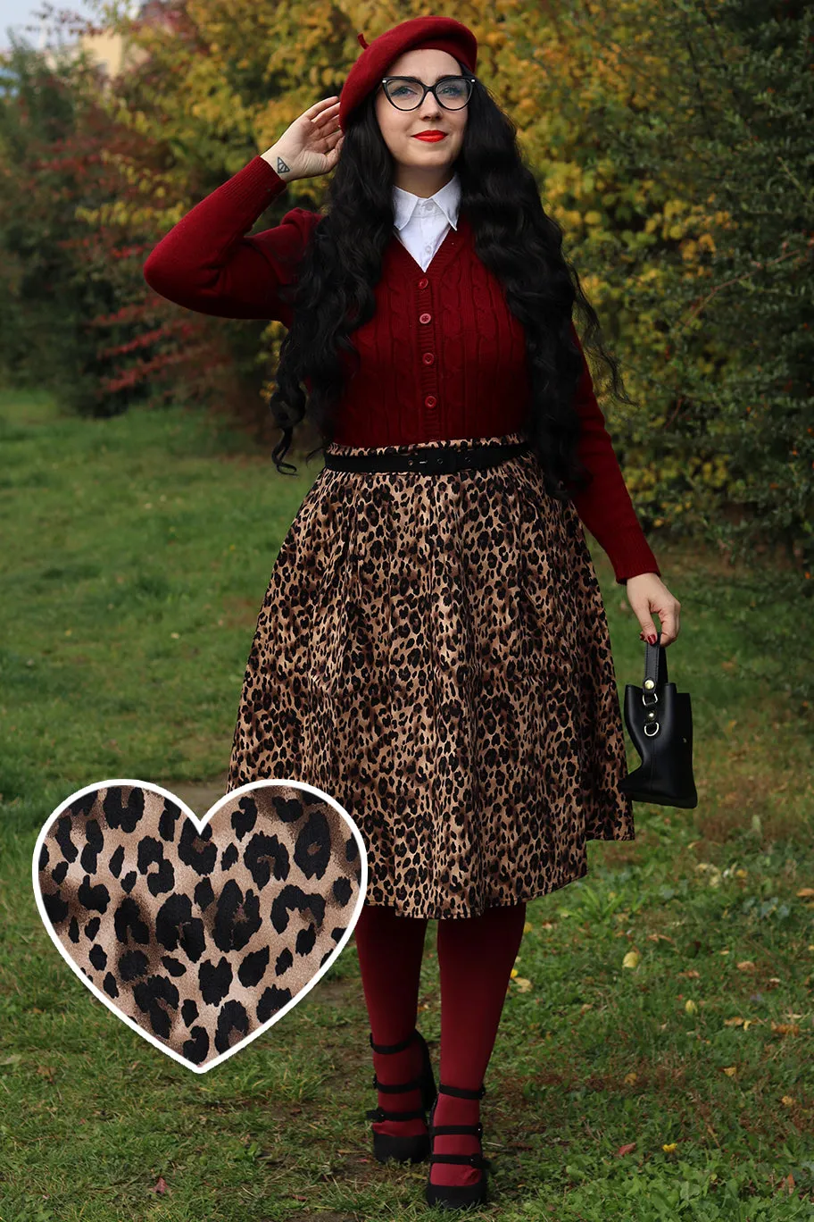 Carolyn Leopard Print Swing Skirt