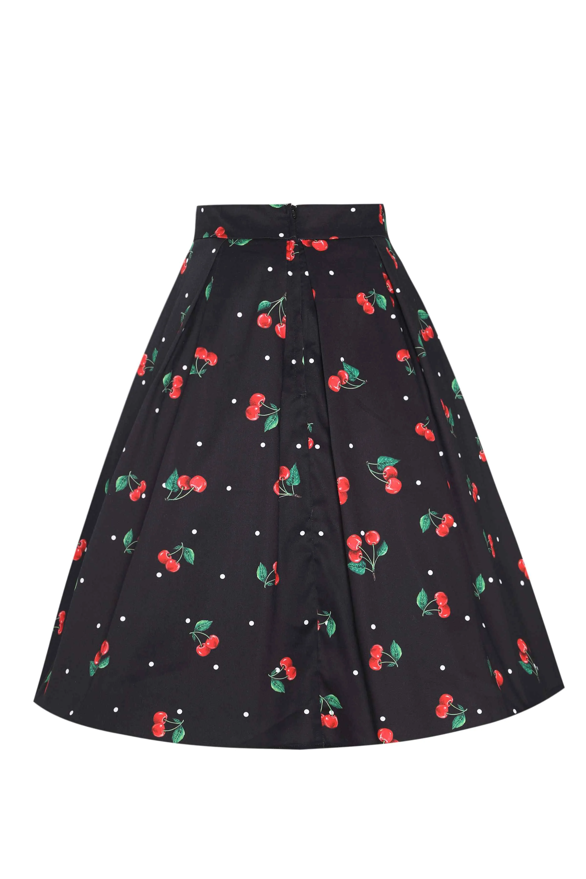 Carolyn Polka Dot Cherry Black Flared Skirt