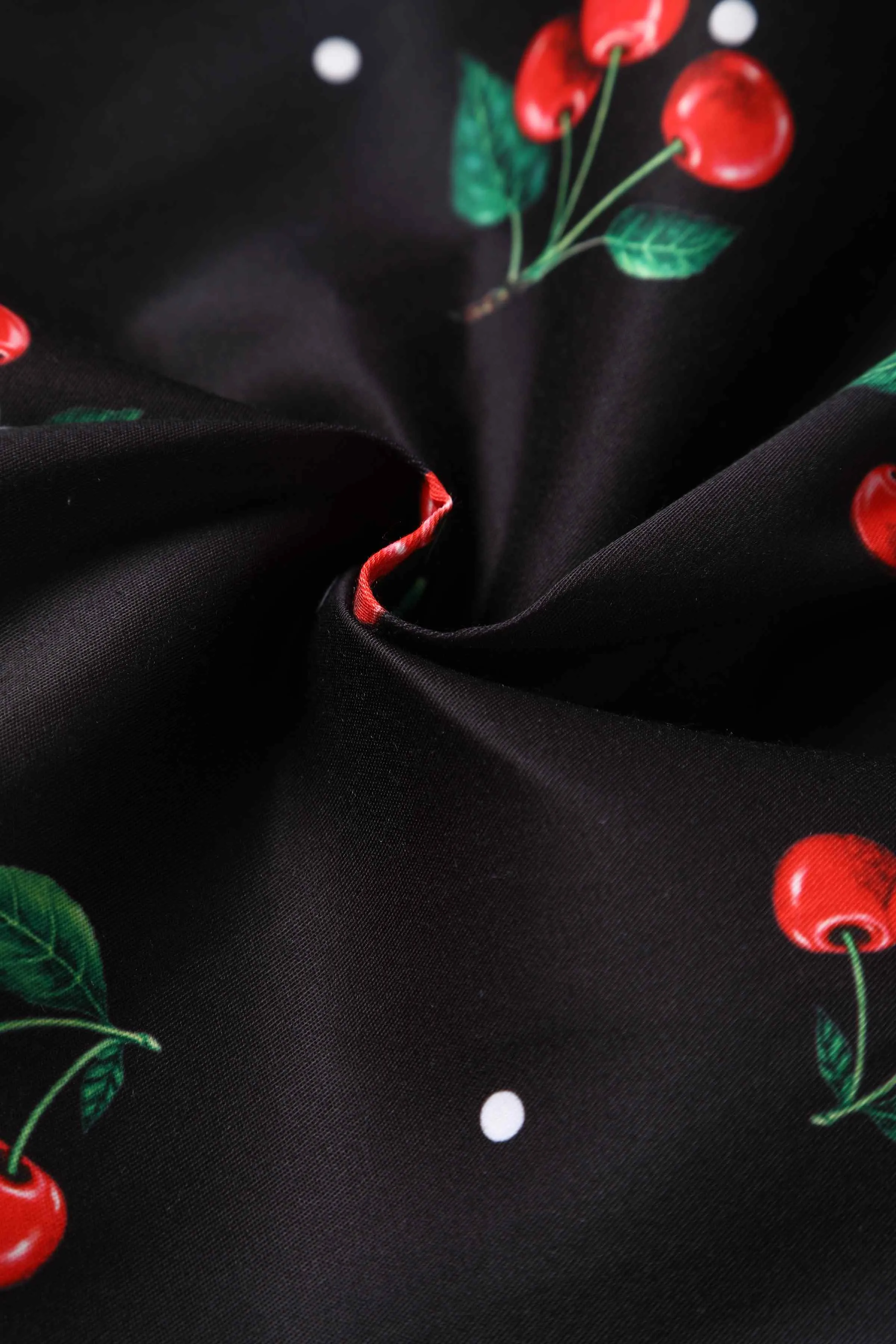 Carolyn Polka Dot Cherry Black Flared Skirt