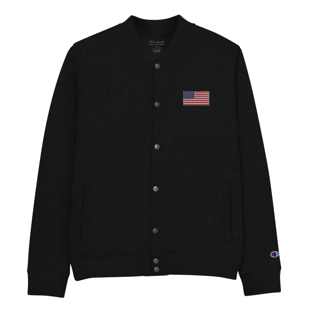 Champion Bomber Jacket Embroidered American Flag Limited Edition