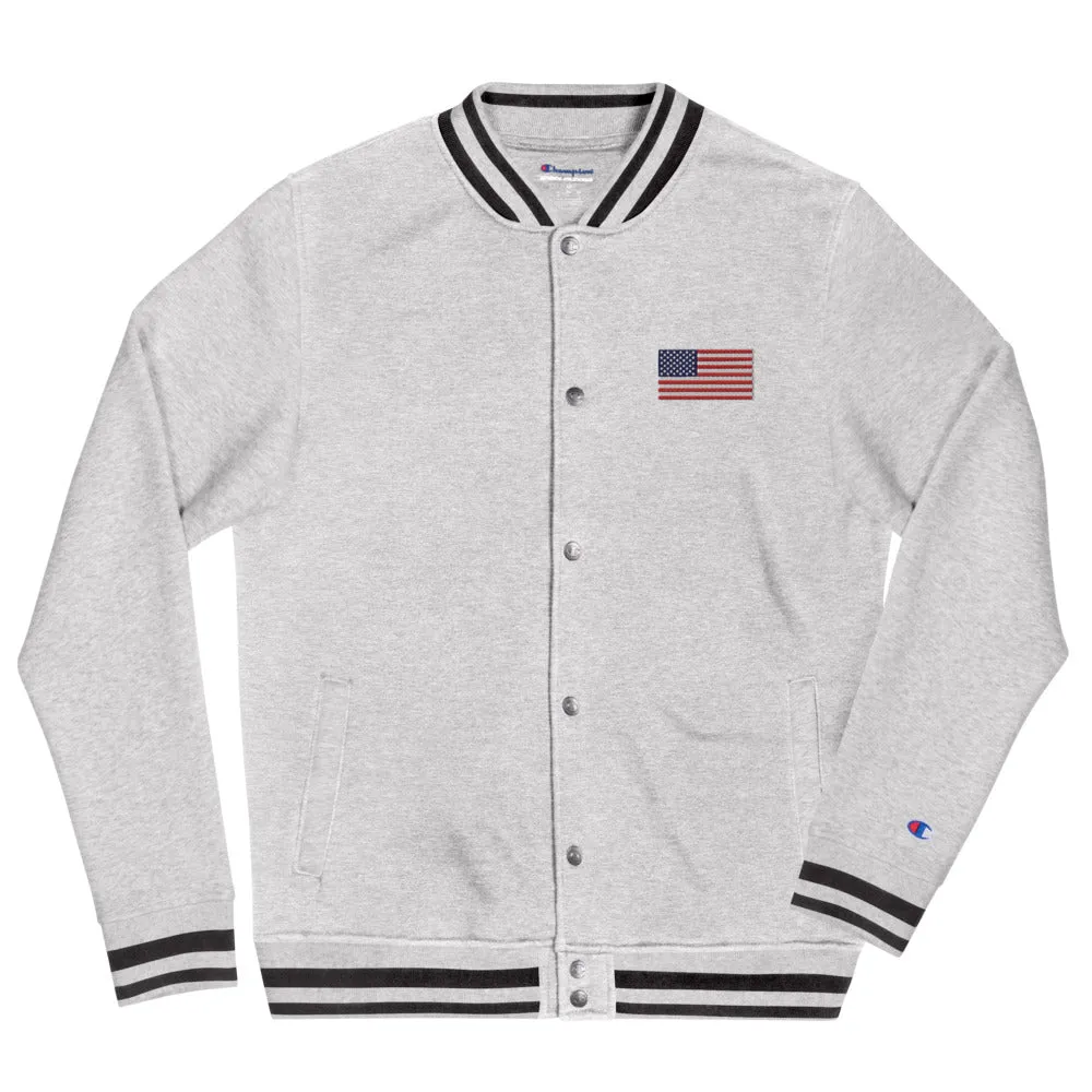 Champion Bomber Jacket Embroidered American Flag Limited Edition