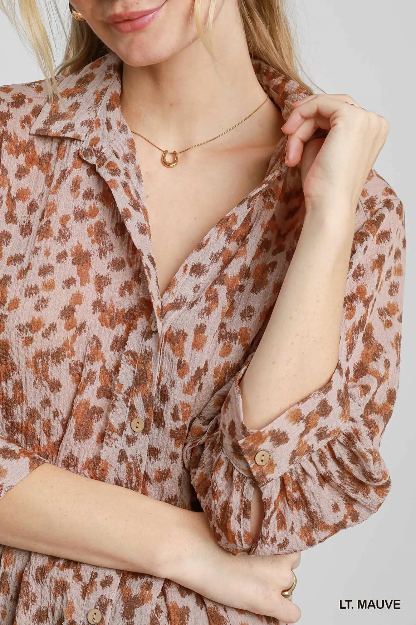 Cheetah Vibes Button Up - Mauve