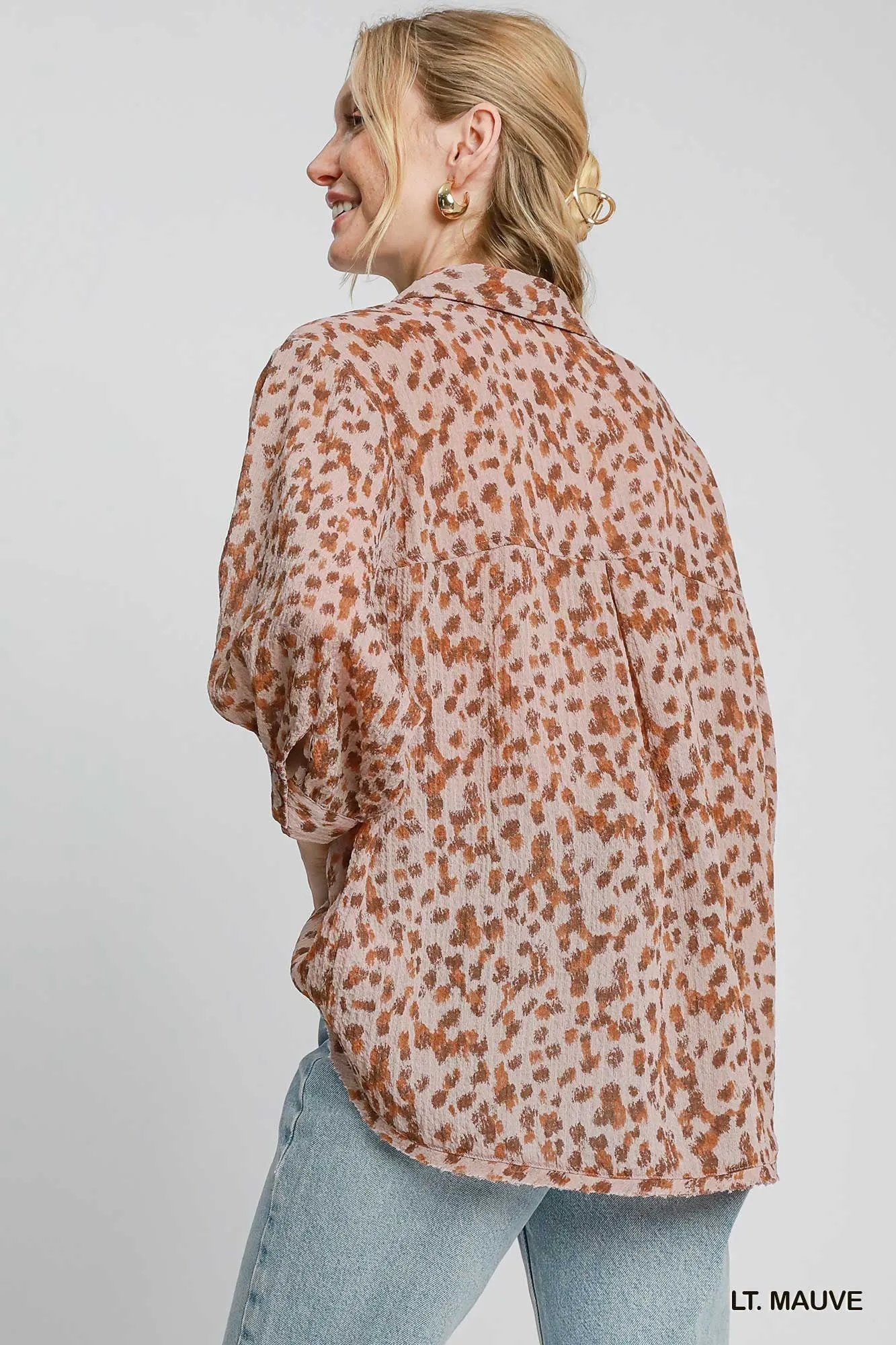 Cheetah Vibes Button Up - Mauve