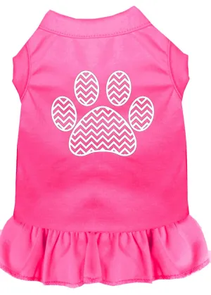 Chevron Paw Screen Print Dress Bright Pink Lg (14)