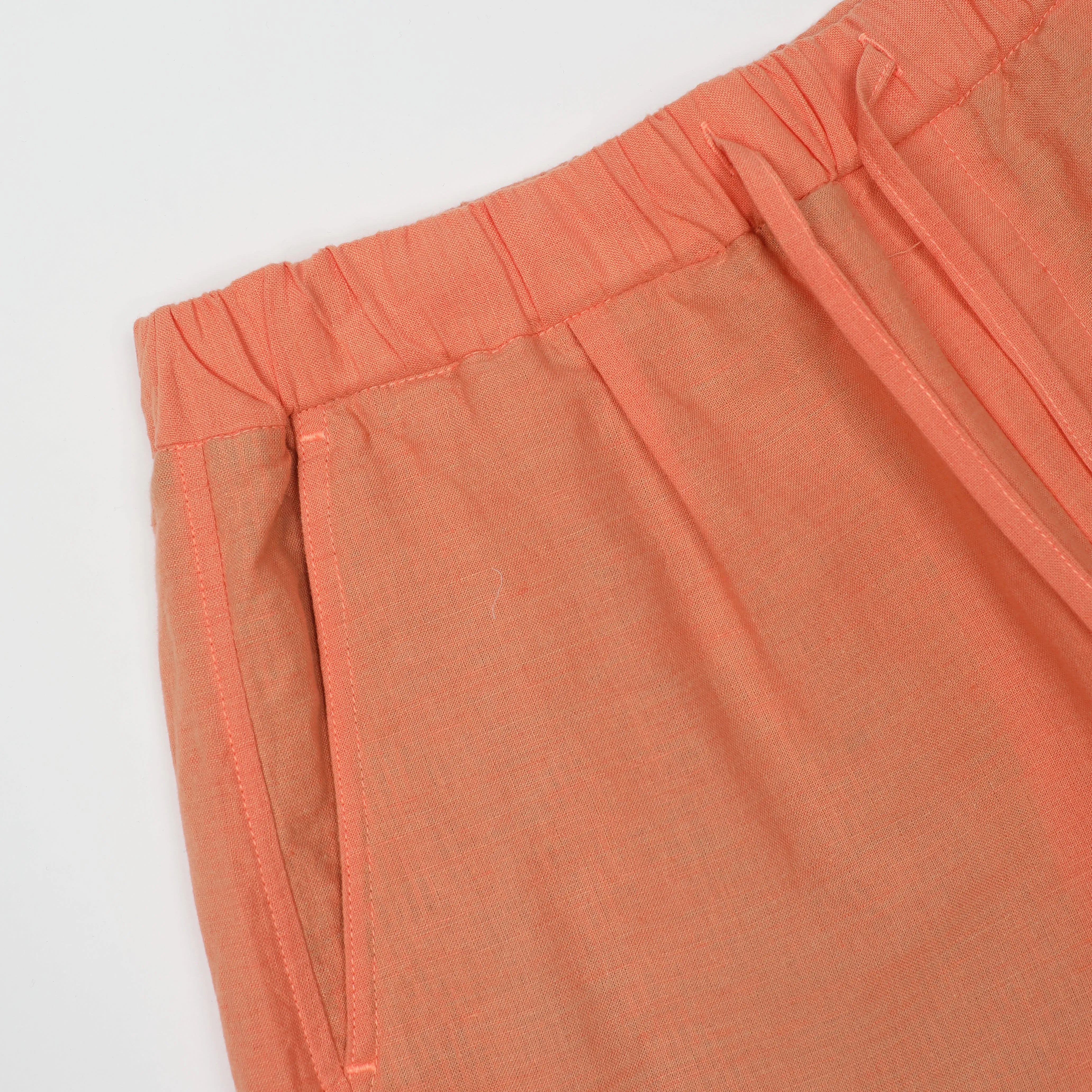 Coral Linen Relaxed Waist Short