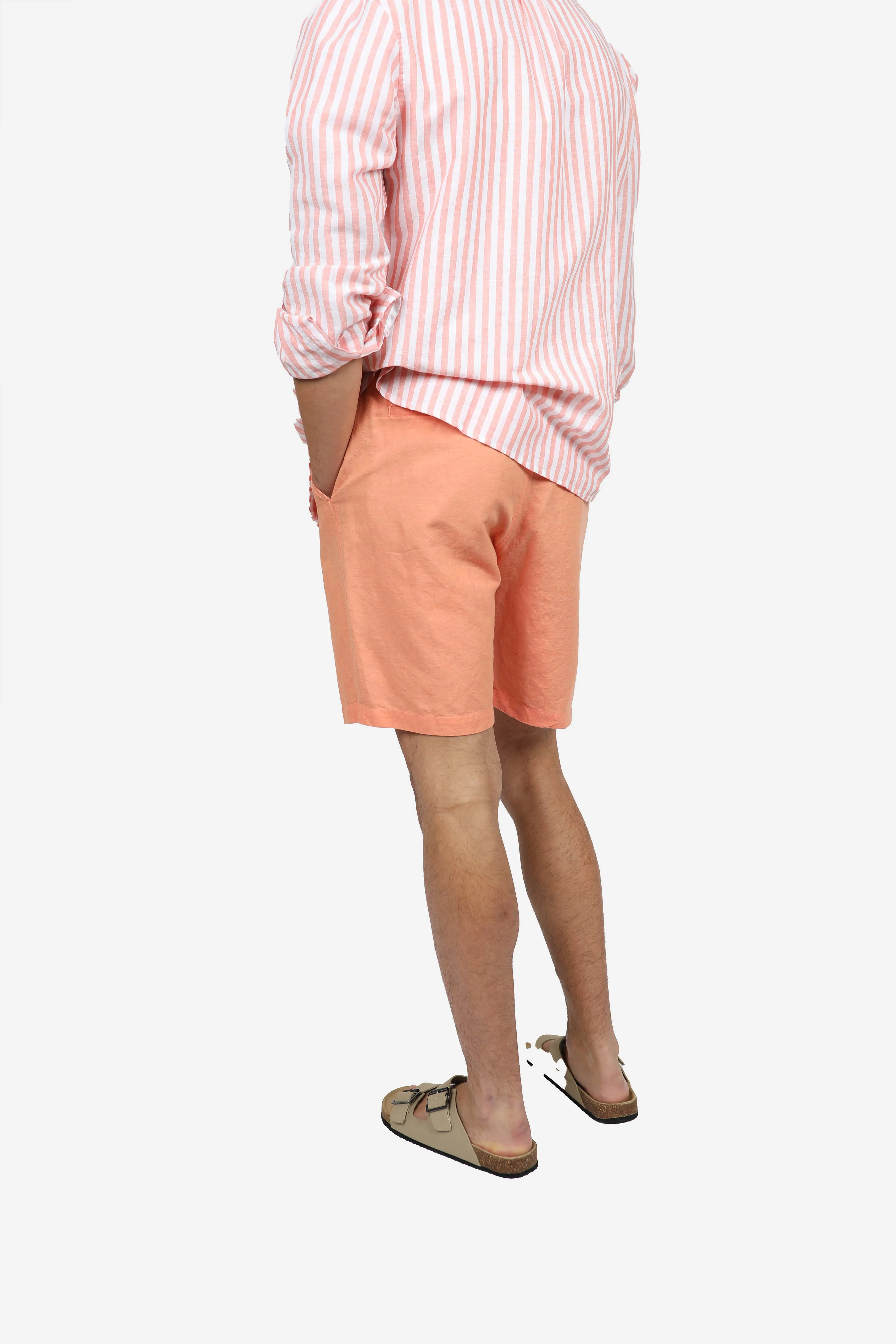 Coral Linen Relaxed Waist Short