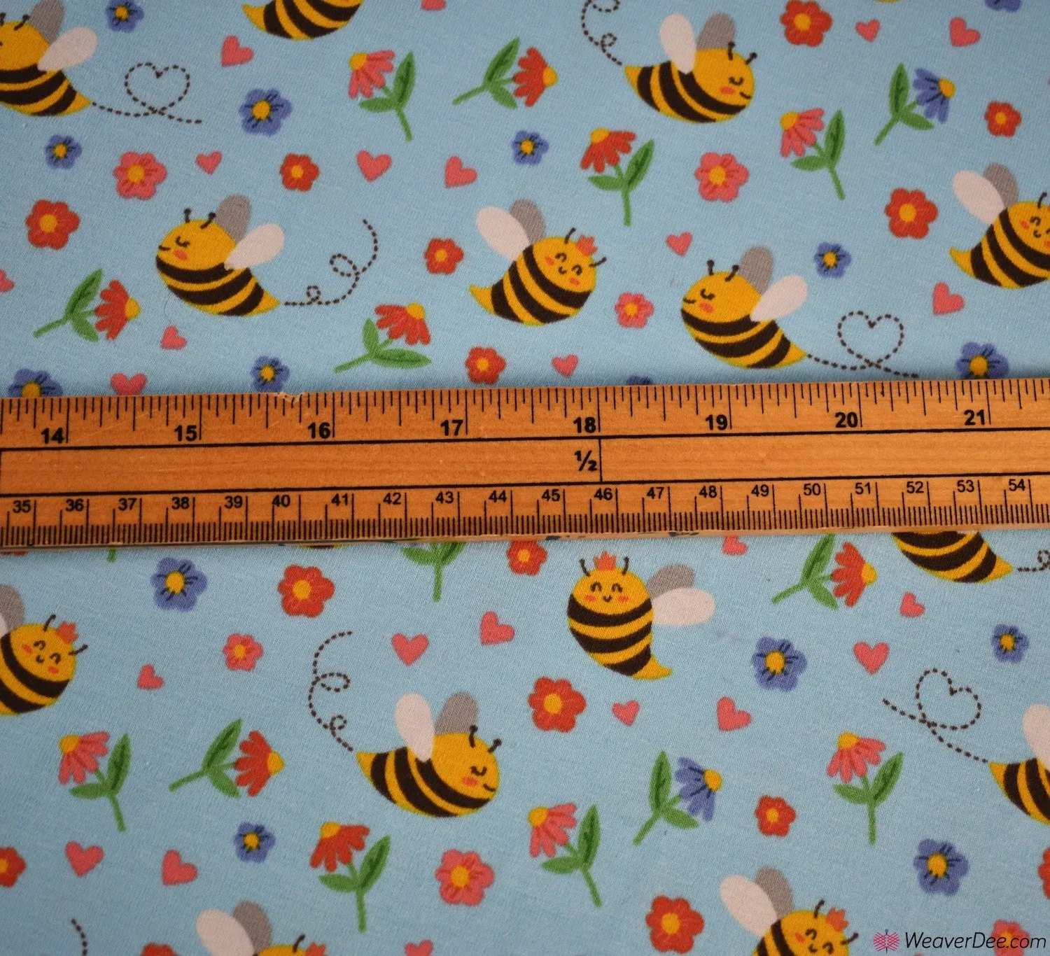 Cotton Jersey Fabric - Buzzy Bees Blue