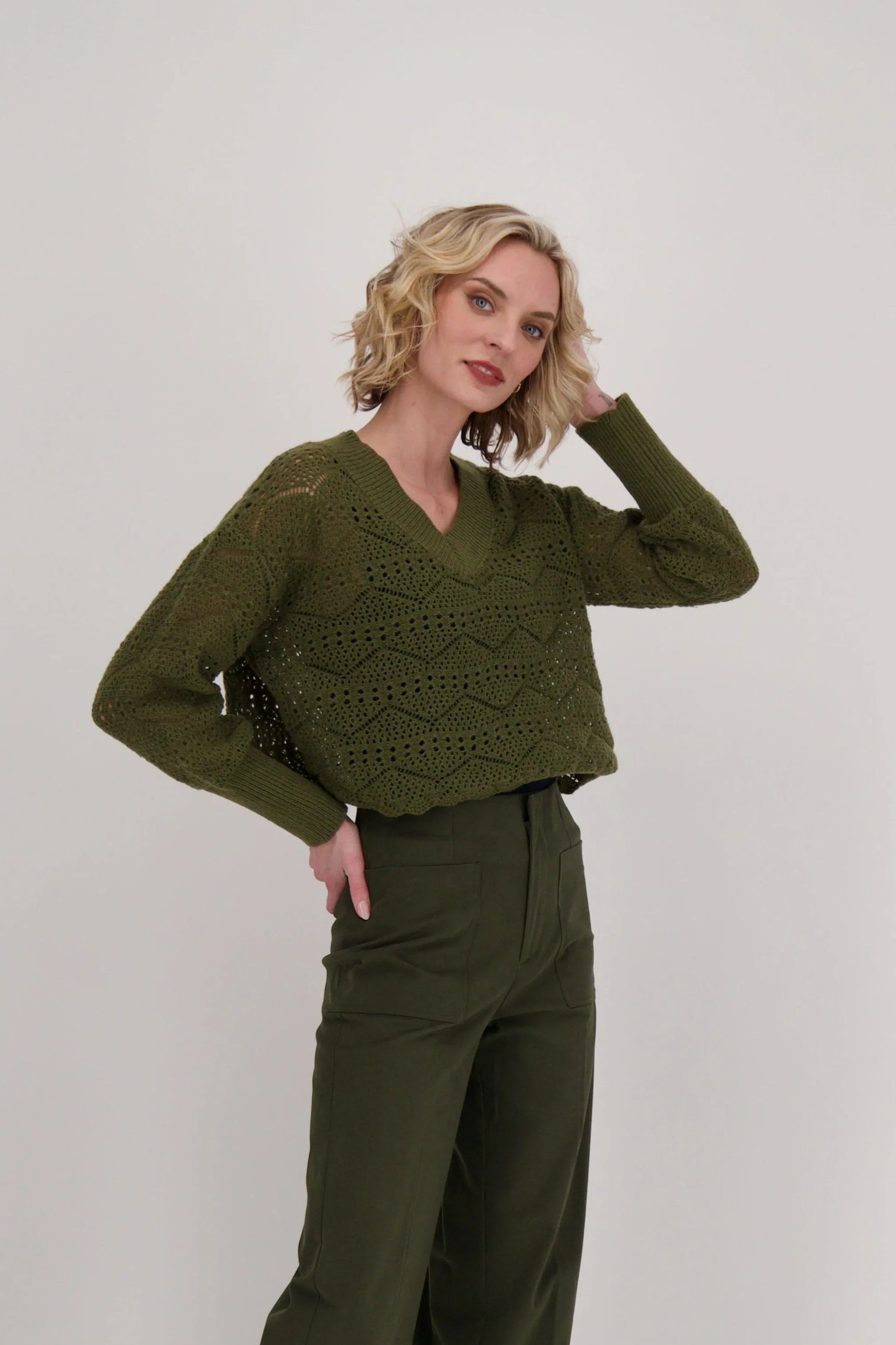 Crochet Knit Sweater Top