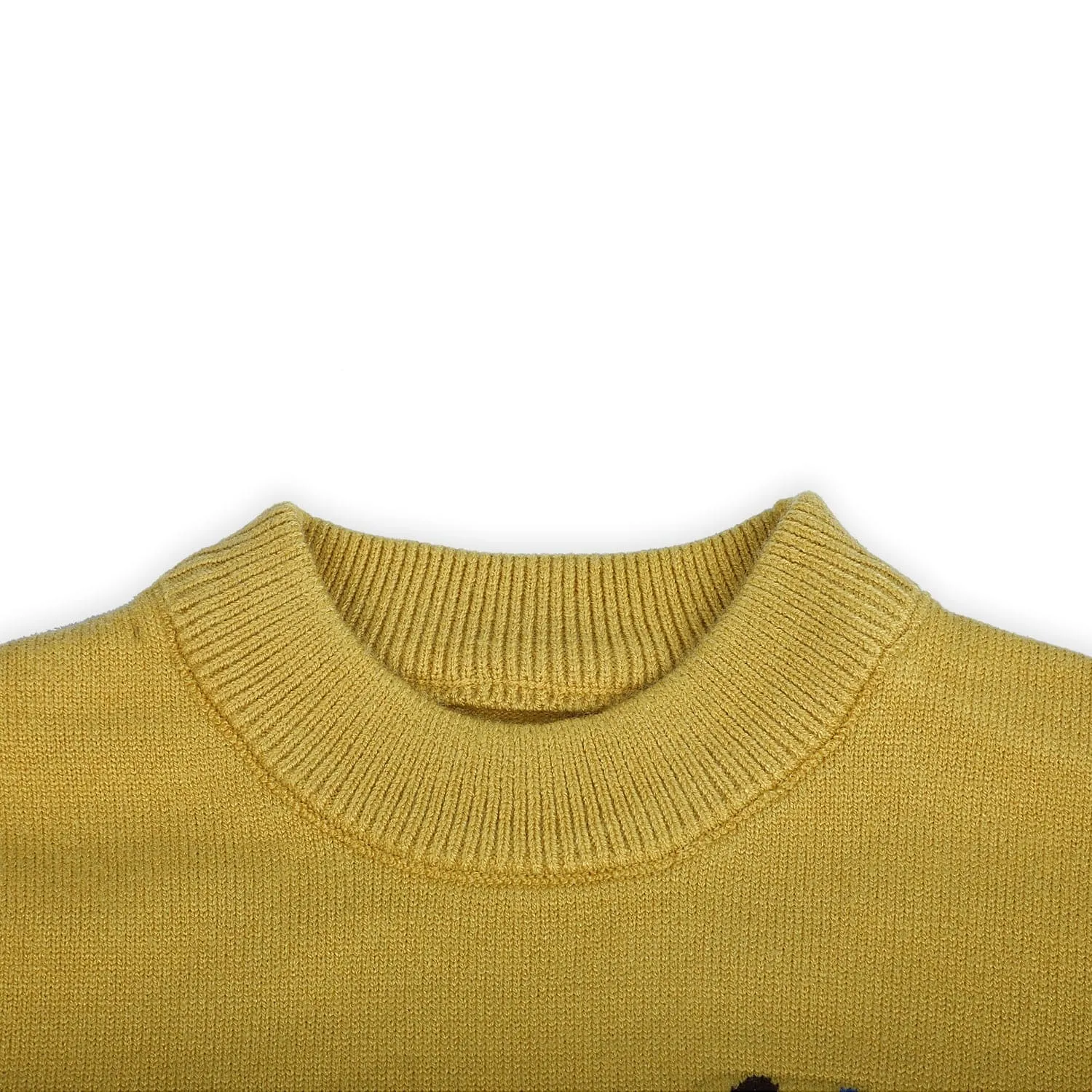 Cute Giraffe Premium Full Sleeves Knitted Sweater - Mustard And White