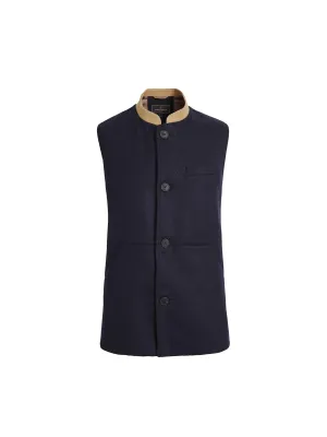 Edward Gilet - Navy Wool & Tan