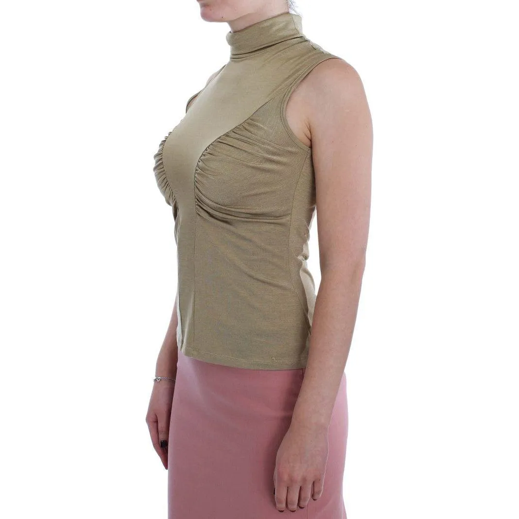 Exte Glamorous Gold Turtleneck Vest Top