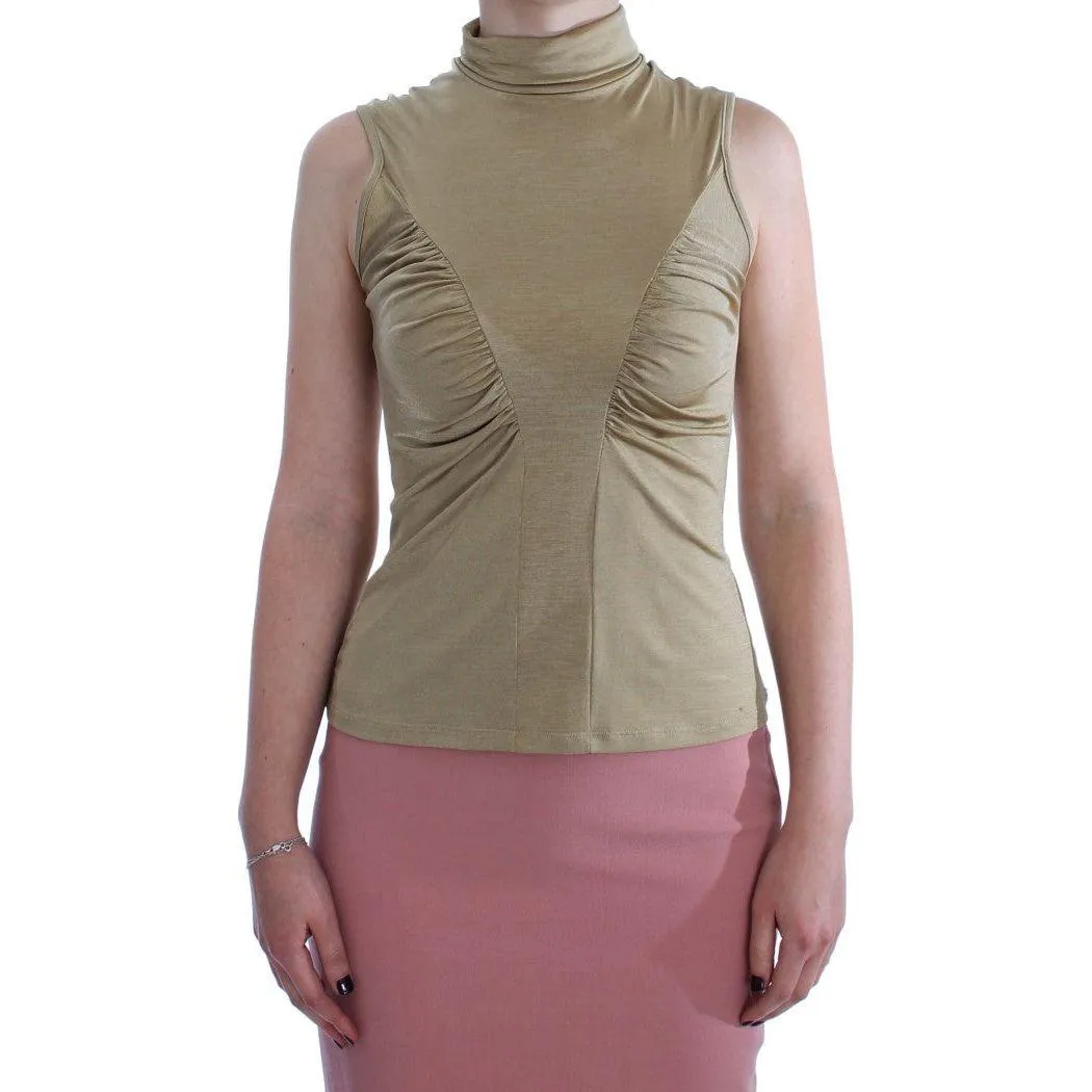 Exte Glamorous Gold Turtleneck Vest Top