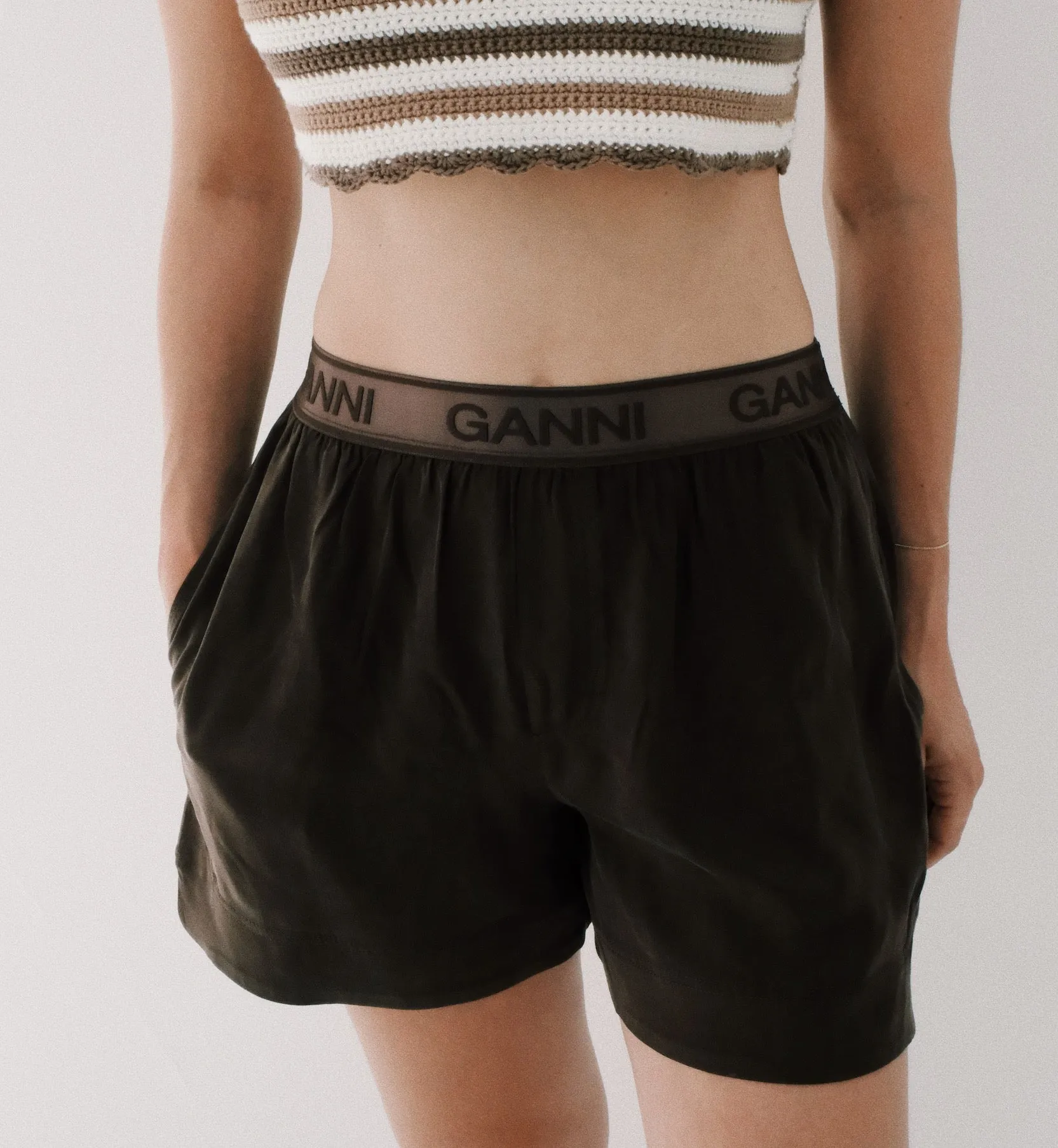 GANNI Washed Satin Shorts