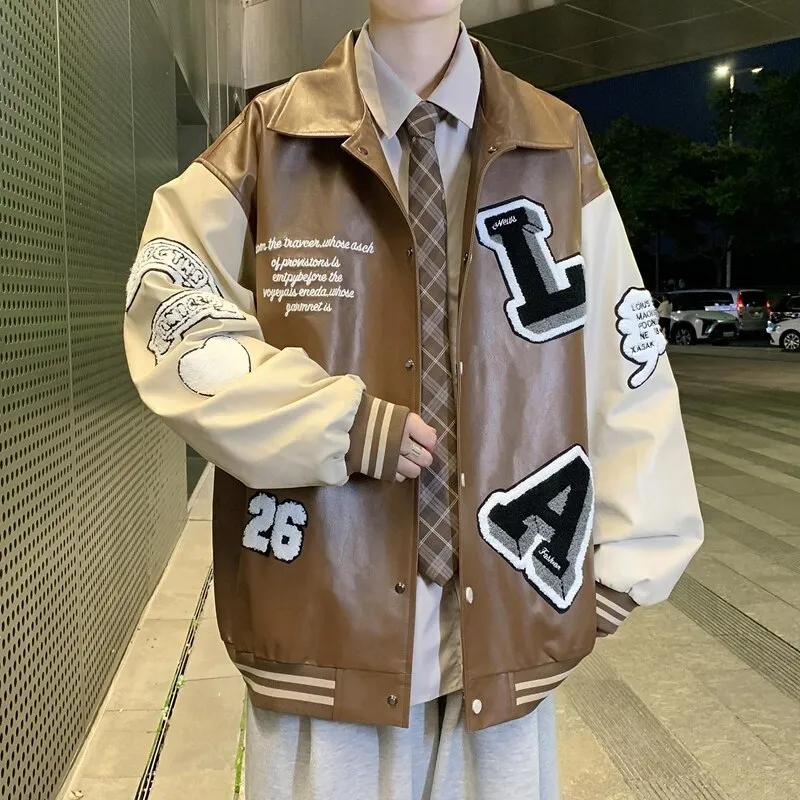 Hip Hop Men Varsity Jacket Mens Letters Embroidery Patchwork Harajuku Varsity Jacket Air Pilot Overcoat Baseball Coats Male