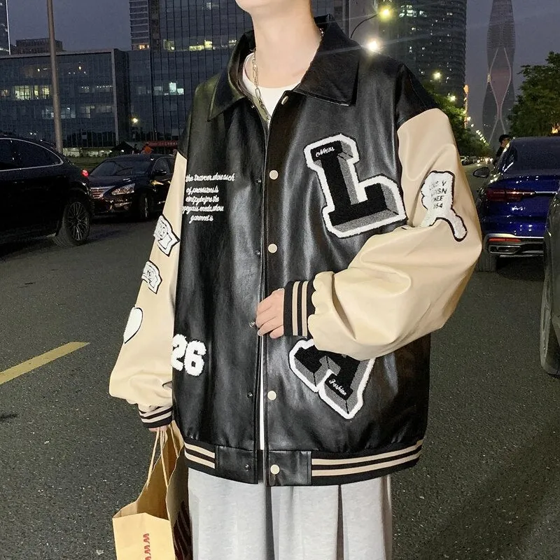 Hip Hop Men Varsity Jacket Mens Letters Embroidery Patchwork Harajuku Varsity Jacket Air Pilot Overcoat Baseball Coats Male