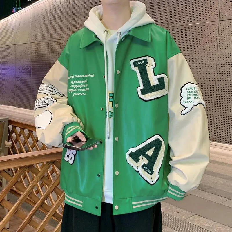 Hip Hop Men Varsity Jacket Mens Letters Embroidery Patchwork Harajuku Varsity Jacket Air Pilot Overcoat Baseball Coats Male