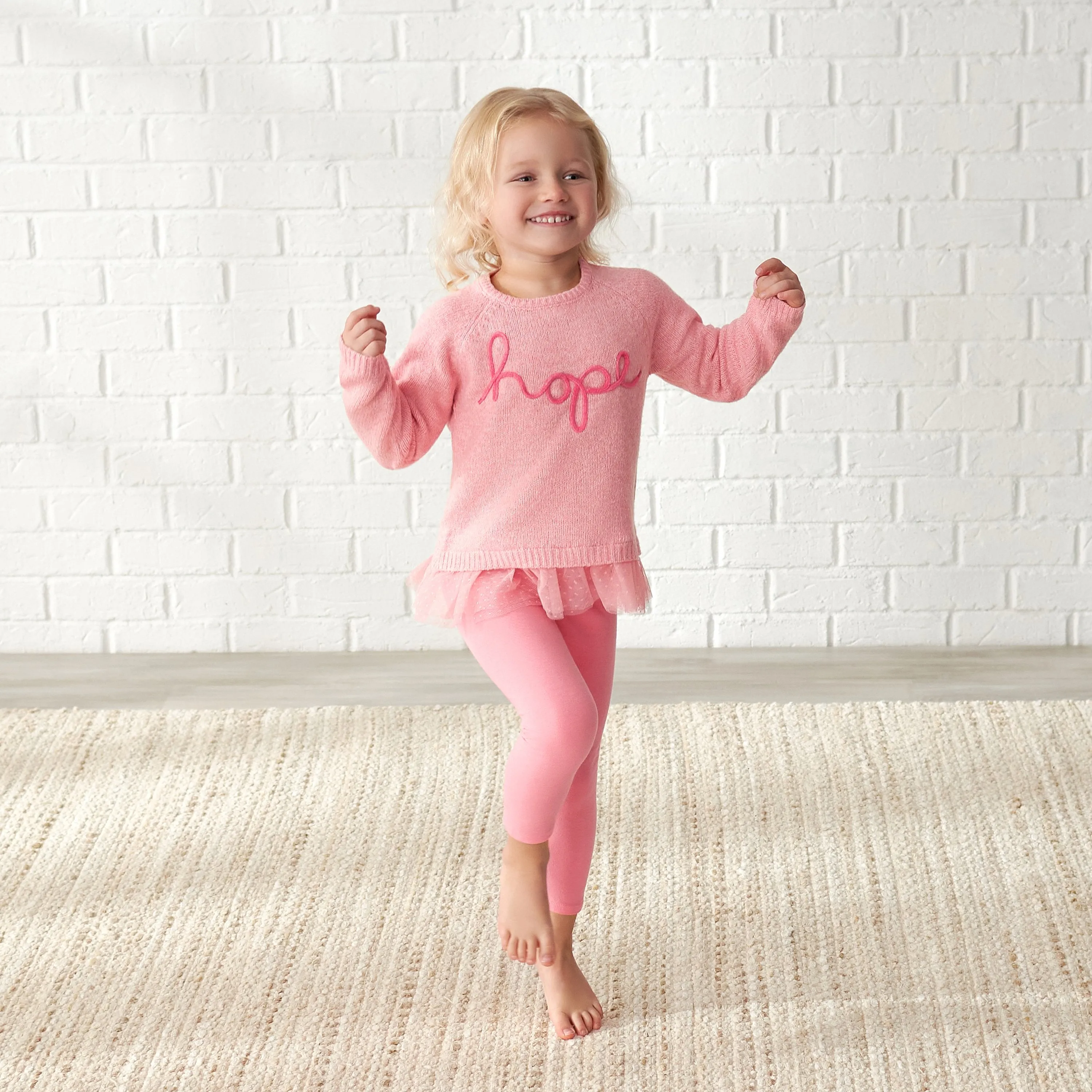 Infant & Toddler Girls Pink Sweater With Tulle Trim