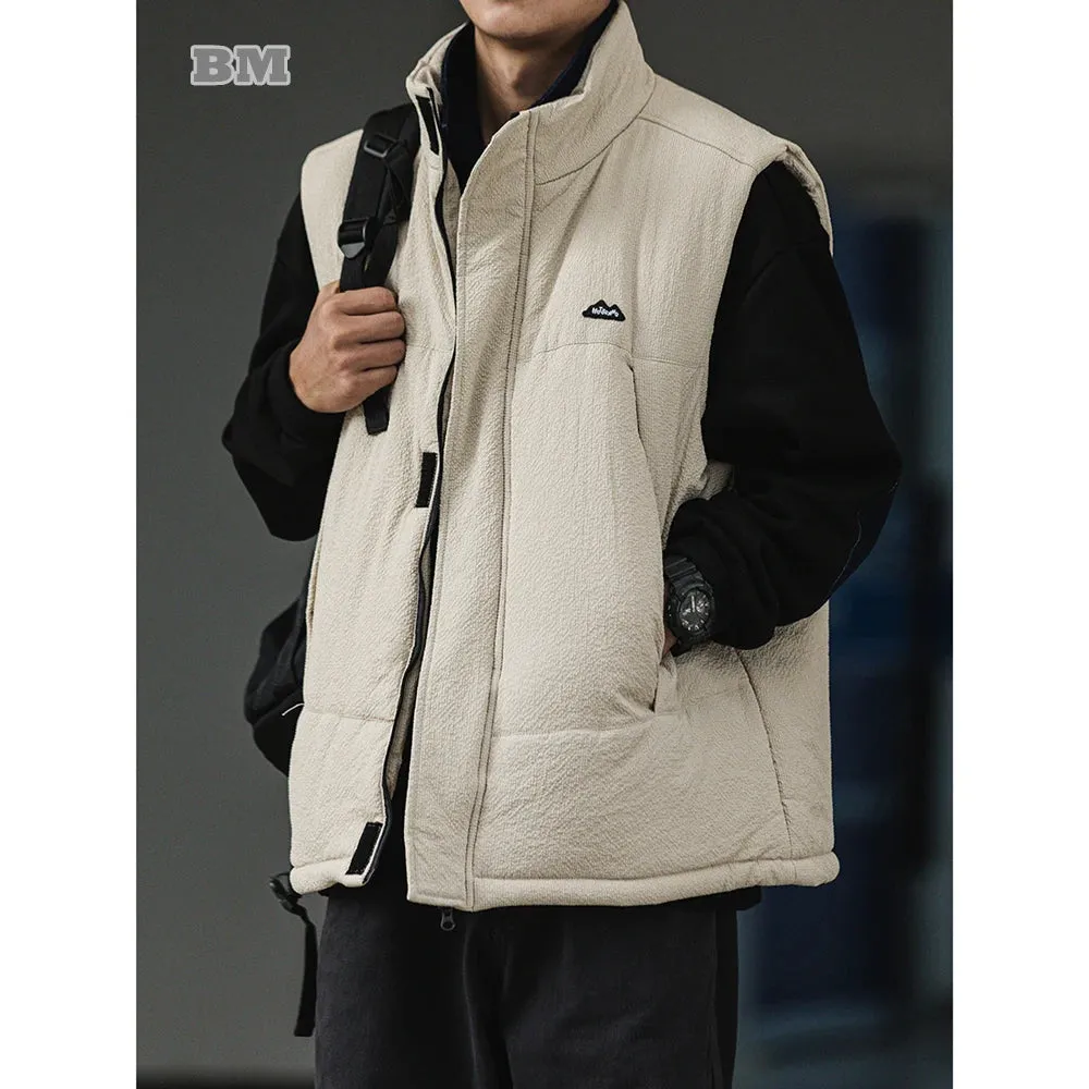 Japanese Streetwear Padded Vest Jacket Men Clothing Casual Sleeveless Coat