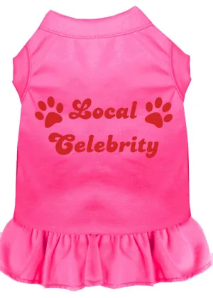 Local Celebrity Screen Print Dress Bright Pink Sm (10)