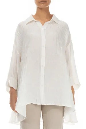 Loose Crinkled Off White Silk Linen Shirt