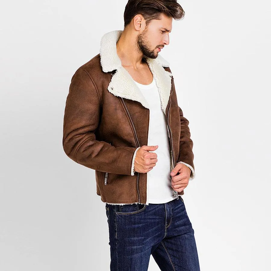 Luxury Fur Lined Suede Leather Jacket