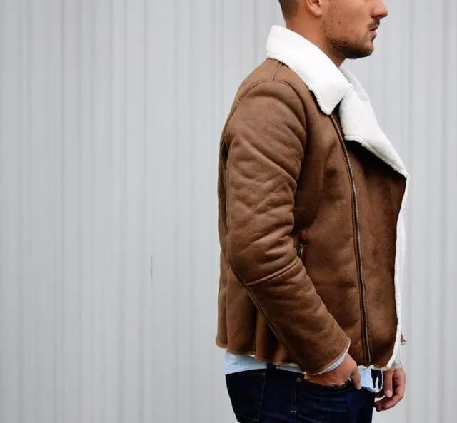 Luxury Fur Lined Suede Leather Jacket